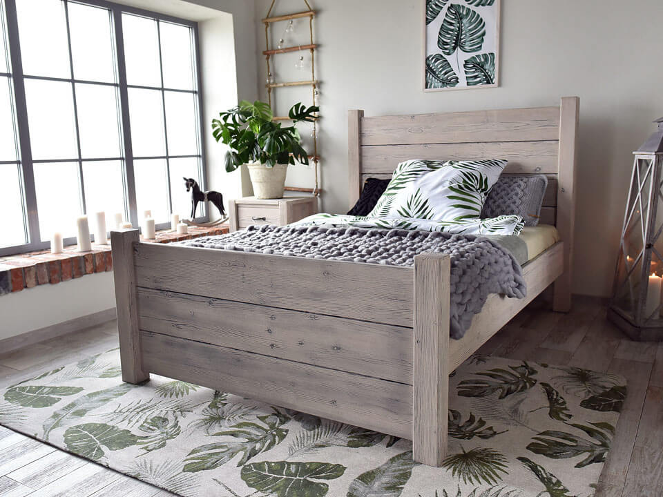 ł&oacute;żko w stylu farmhouse